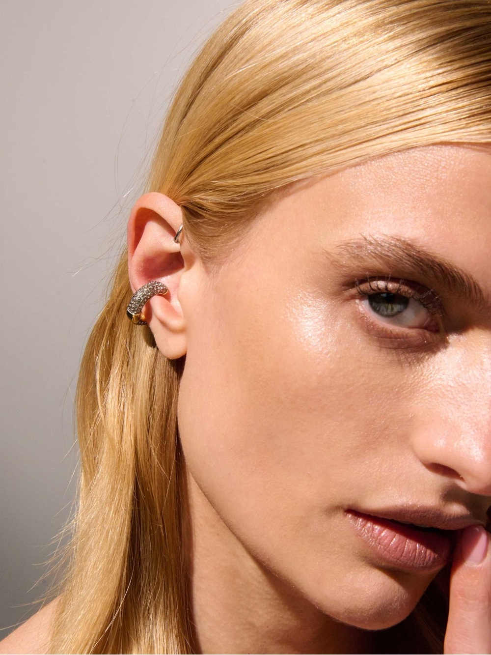 Demarson Eva Ear Pavé Cuff Gold
